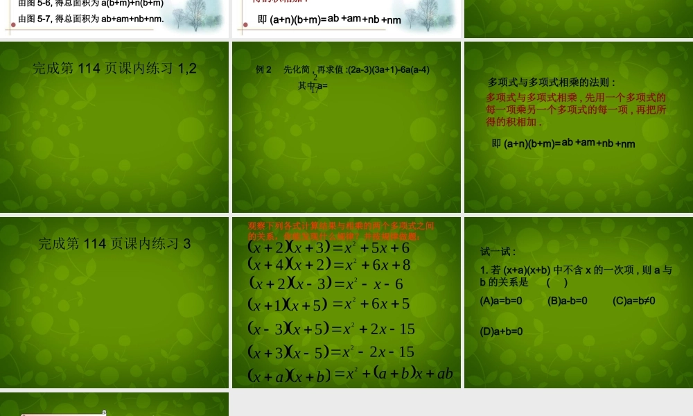七年级数学下册 3.3 多项式的乘法课件3 (新版)浙教版 课件