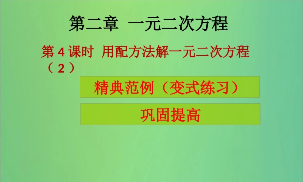 九年级数学上册 第2章 一元二次方程 第4课时 用配方法求解一元二次方程(2)(课堂导练)习题课件 (新版)北师大版 课件