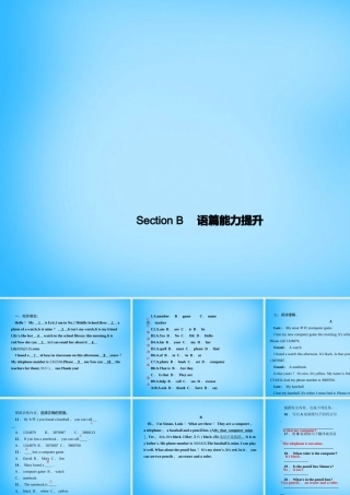 七年级英语上册 Unit 3 Is this your pencil？Section B语篇能力提升课件 (新版)人教新目标版 课件