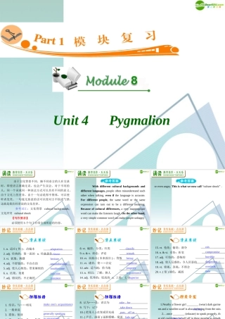 广东省高三英语 M8 Unit 4 Pygmalion复习课件 新人教版 课件