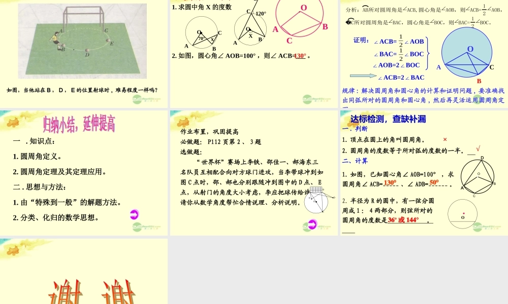 九年级数学(圆周角与圆心角)说课课件