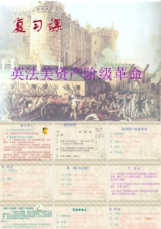 人教版初三历史复习 英法美资产阶九年级革命 课件