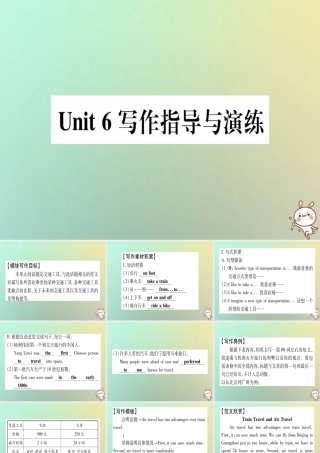 八年级英语上册 Unit 6 Go with Transportation写作指导与演练课件 (新版)冀教版 课件