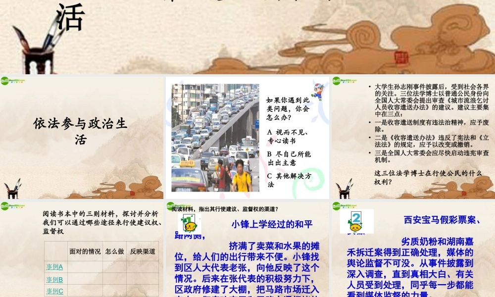 九年级政治 第六课(依法参与政治生活)课件 人教新课标版 课件