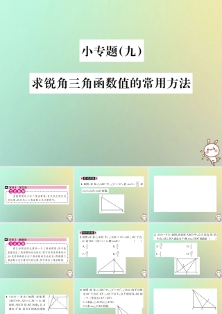 九年级数学下册 小专题(九)求锐角三角函数值得常用方法习题课件 (新版)新人教版 课件