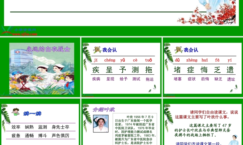 （苏教版）四年级语文下册课件永远的白衣战士2
