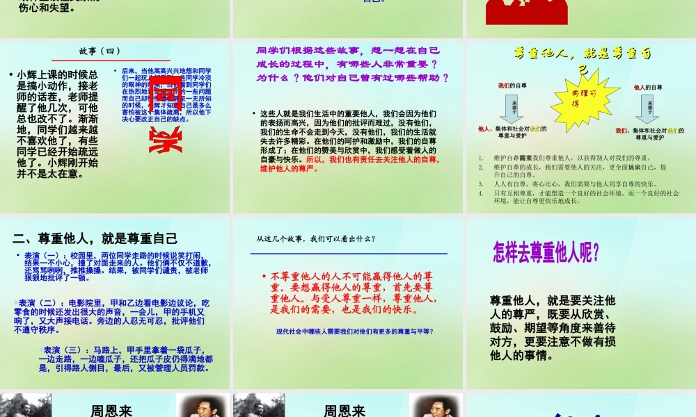 中学七年级政治下册 1.2 尊重他人是我的需要课件1 新人教版 课件