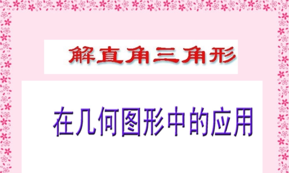 初三数学解直角三角形 课件