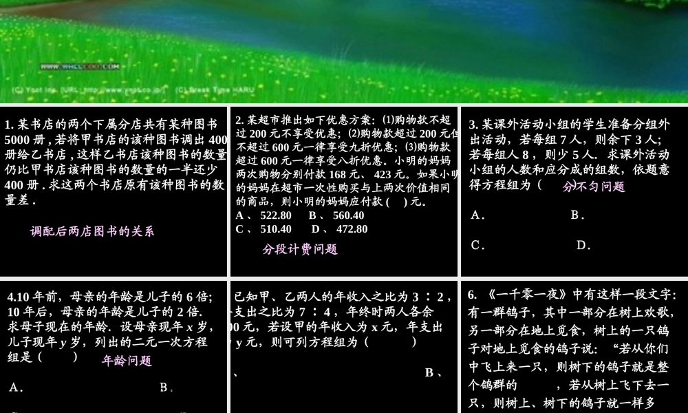 七年级数学二元一次方程组(三)课件鲁教版 课件