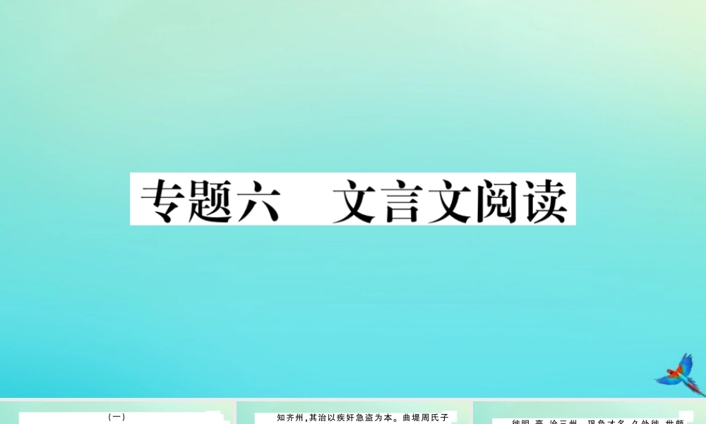 九年级语文上册 专题六 文言文阅读作业课件 新人教版 课件