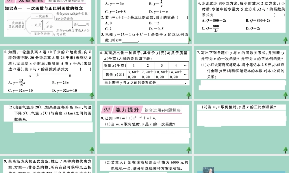 八年级数学上册 第四章(一次函数)4.2 一次函数与正比例函数作业课件 (新版)北师大版 课件