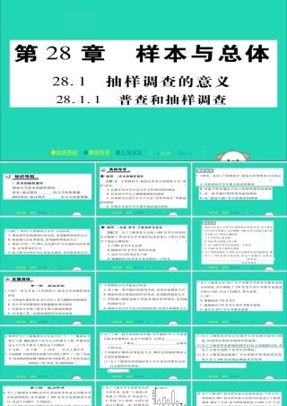 九年级数学下册 第28章(样本与总体)2811 普查和抽样调查习题课件 (新版)华东师大版 课件