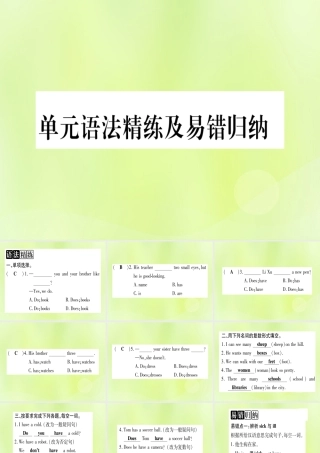 七年级英语上册 Unit 3 Body Parts and Feelings语法精练及易错归纳课件 (新版)冀教版 课件