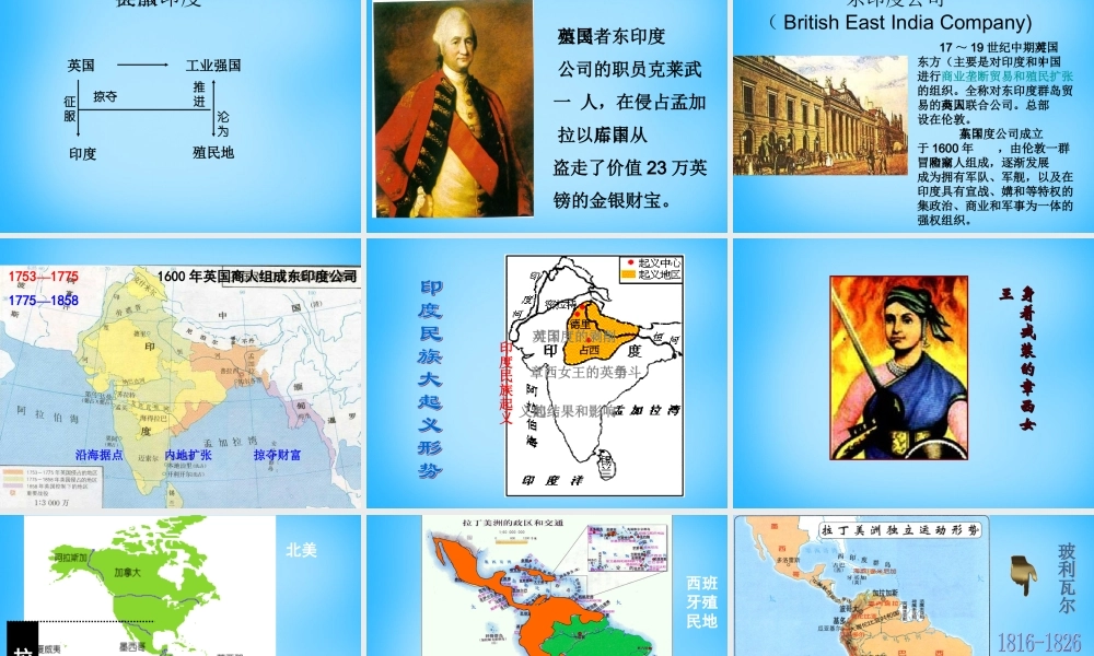 中考历史第一轮考点冲刺复习 九上 第五单元 殖民扩张与殖民地人民的抗争课件 新人教版 课件