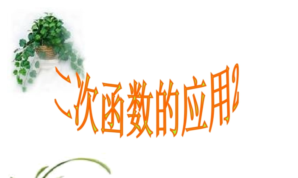 九年级数学上册二次函数的应用2 ppt 课件