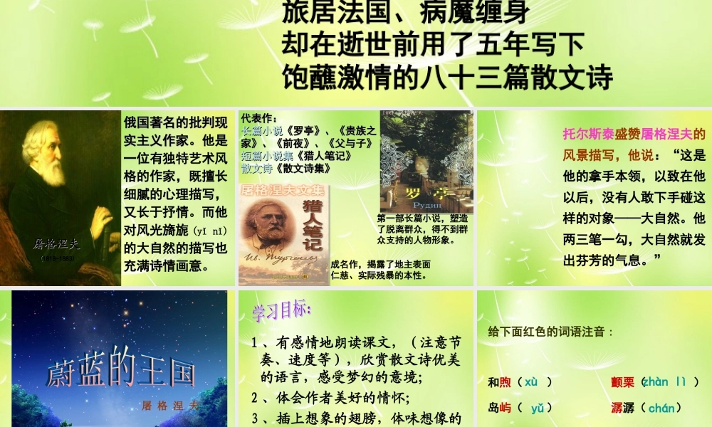 中学七年级语文上册 24 蔚蓝的王国课件2 (新版)苏教版 课件