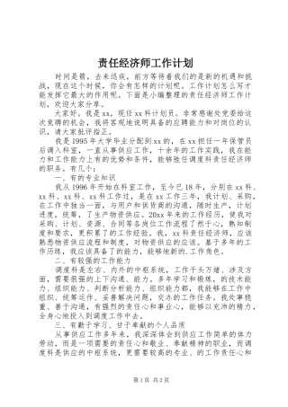 责任经济师工作计划