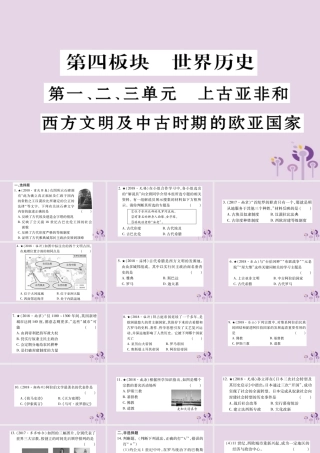 中考历史复习 第一篇 教材系统复习 第4板块 世界历史 第1、2、3单元 上古亚非和西方文明及中古时期的欧亚国家(习题)课件