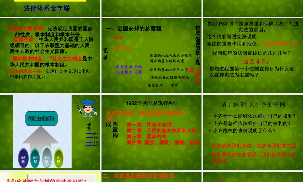 九年级政治全册(62 宪法是国家的根本大法)课件1 新人教版 课件