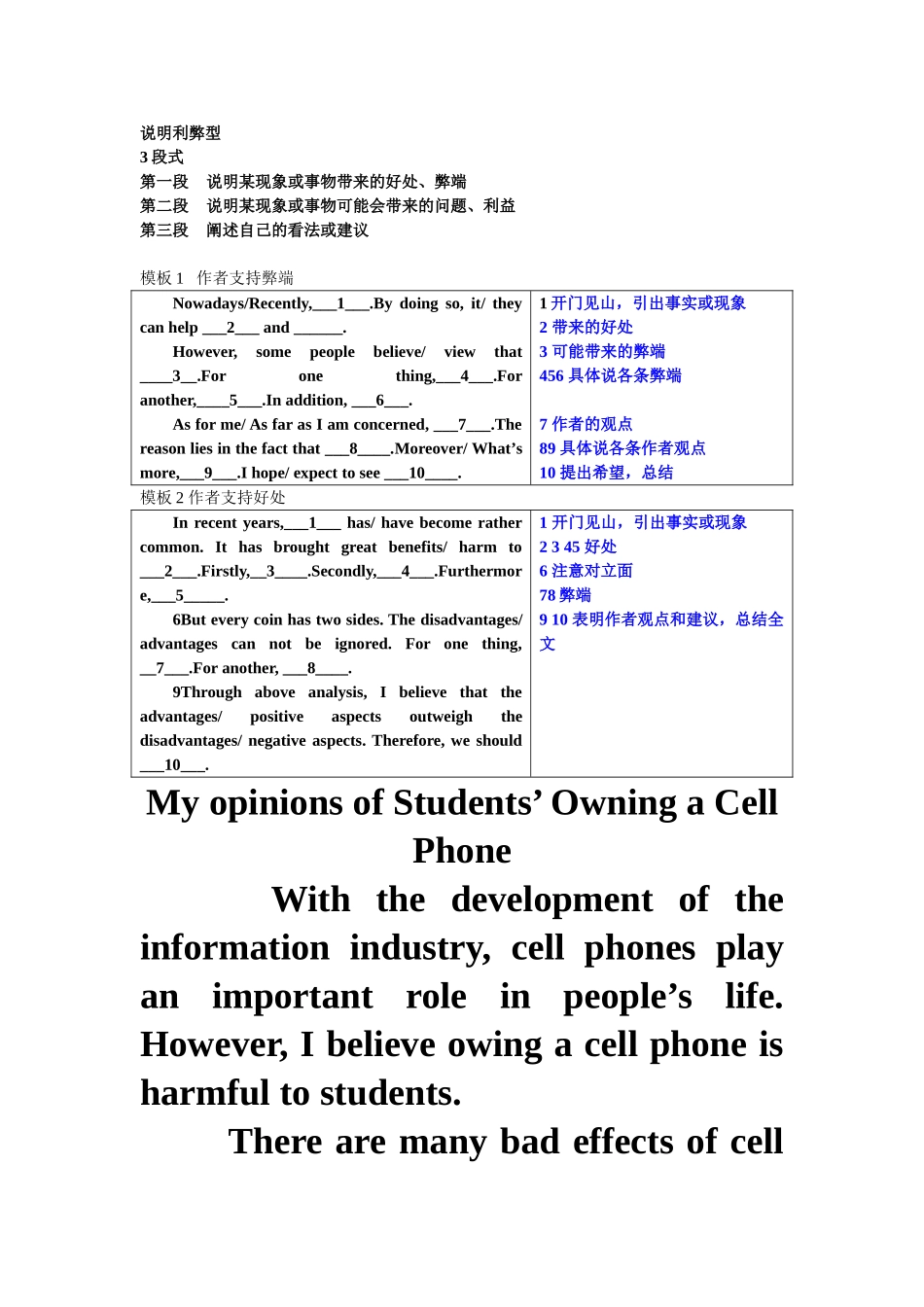 说明利弊作文模板和范文_第1页