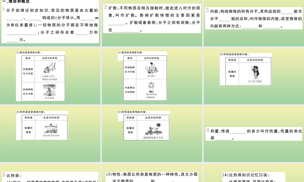 九年级物理全册 第十三章 内能小结与复习作业课件 (新版)新人教版 课件