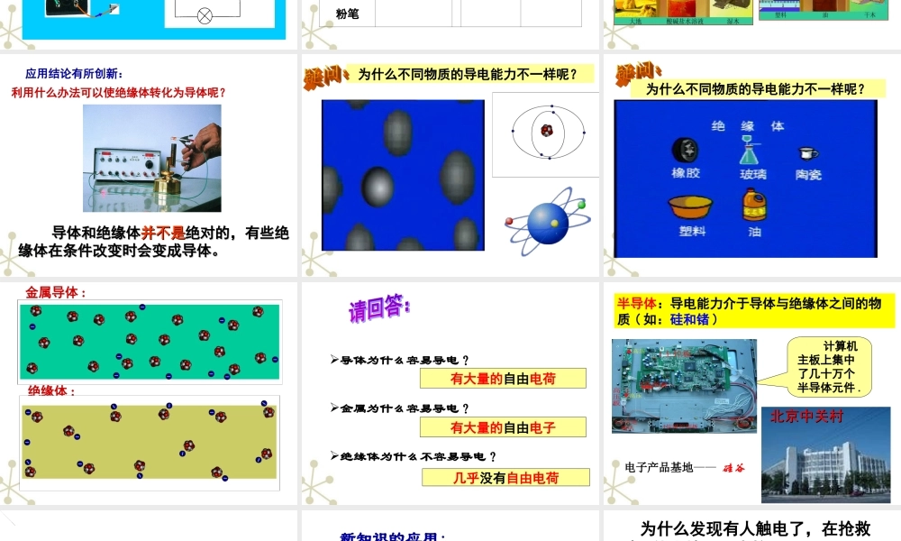 八年级科学上册 4.3物质的导电性课件 浙教版 课件