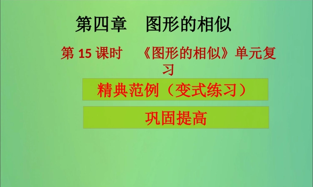 九年级数学上册 第4章 图形的相似 第15课时(图形的相似)单元复习(课堂导练)习题课件 (新版)北师大版 课件