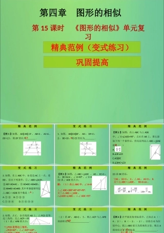 九年级数学上册 第4章 图形的相似 第15课时(图形的相似)单元复习(课堂导练)习题课件 (新版)北师大版 课件