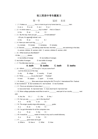 初三英语中考专题复习