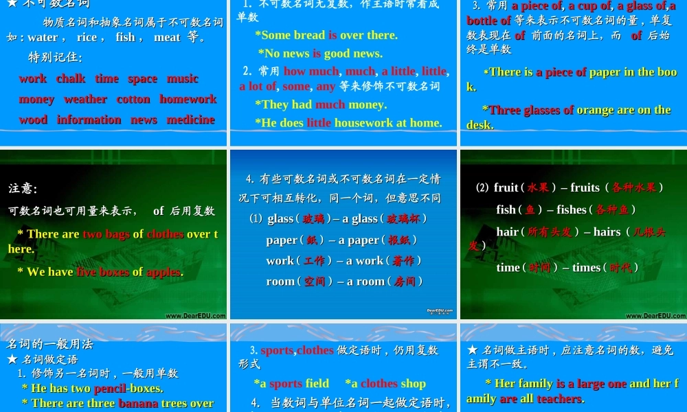 初三英语复习 名词 课件