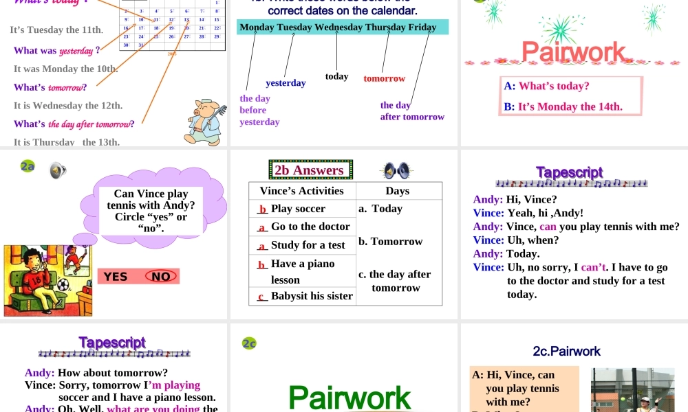 八年级英语(Unit5 Can you come to my party)课件 人教版 课件