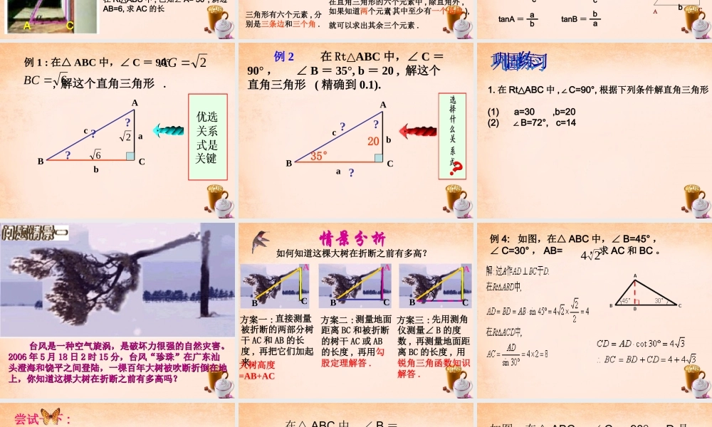 九年级数学下册 2821 解直角三角形课件3 (新版)新人教版 课件