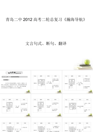 山东省青岛二中高考语文二轮总复习专题 文言句式、用法和翻译1课件