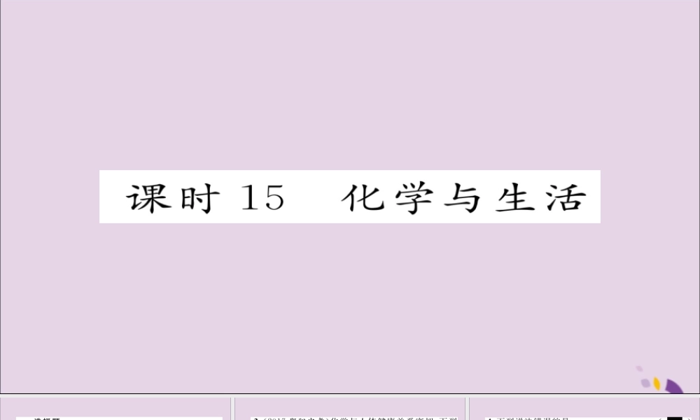 中考化学复习 第一编 教材知识梳理篇 模块四 化学与社会发展 课时15 化学与生活课件