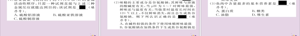 中考化学复习 第一编 教材知识梳理篇 模块四 化学与社会发展 课时15 化学与生活课件