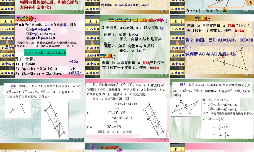 广东省高一数学第二章 向量的数乘运算 必修4  0 课件