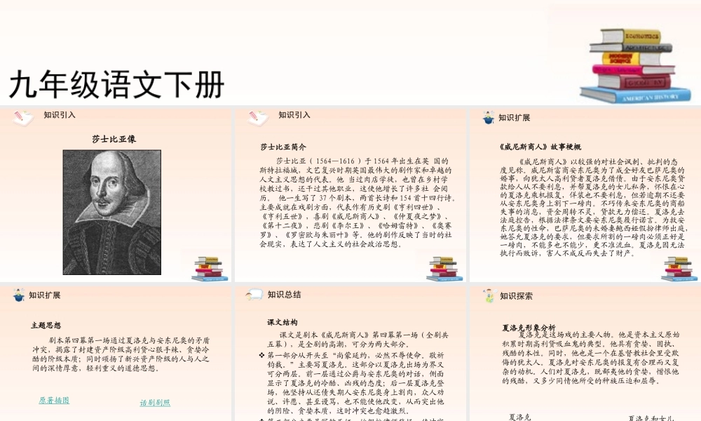 九年级语文下册 威尼斯商人2课件 人教新课标版 课件