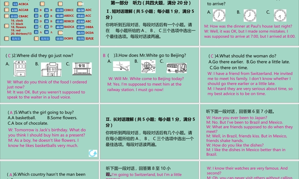九年级英语全册 Unit 10 You re supposed to shake hands检测卷作业课件 (新版)人教新目标版 课件