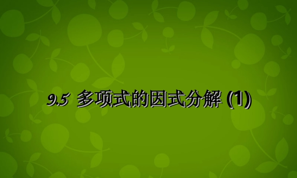 中学七年级数学下册 9.5 多项式的因式分解课件1 (新版)苏科版 课件