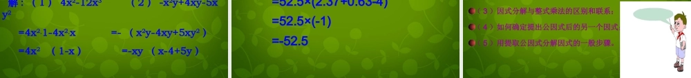 中学七年级数学下册 9.5 多项式的因式分解课件1 (新版)苏科版 课件