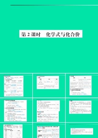中考化学总复习 第四单元 自然界的水 第2课时 化学式与化合价课件