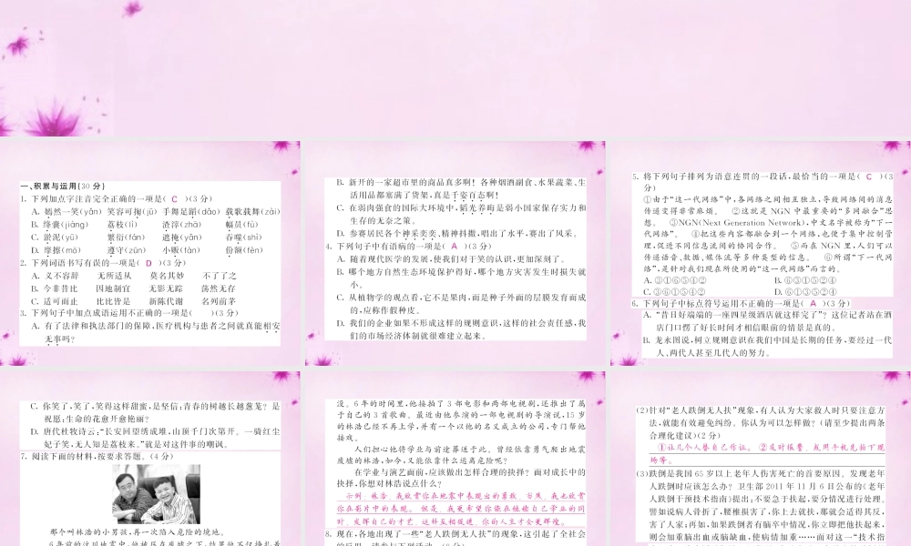 九年级语文下册 第五单元综合测试卷课件 语文版 课件