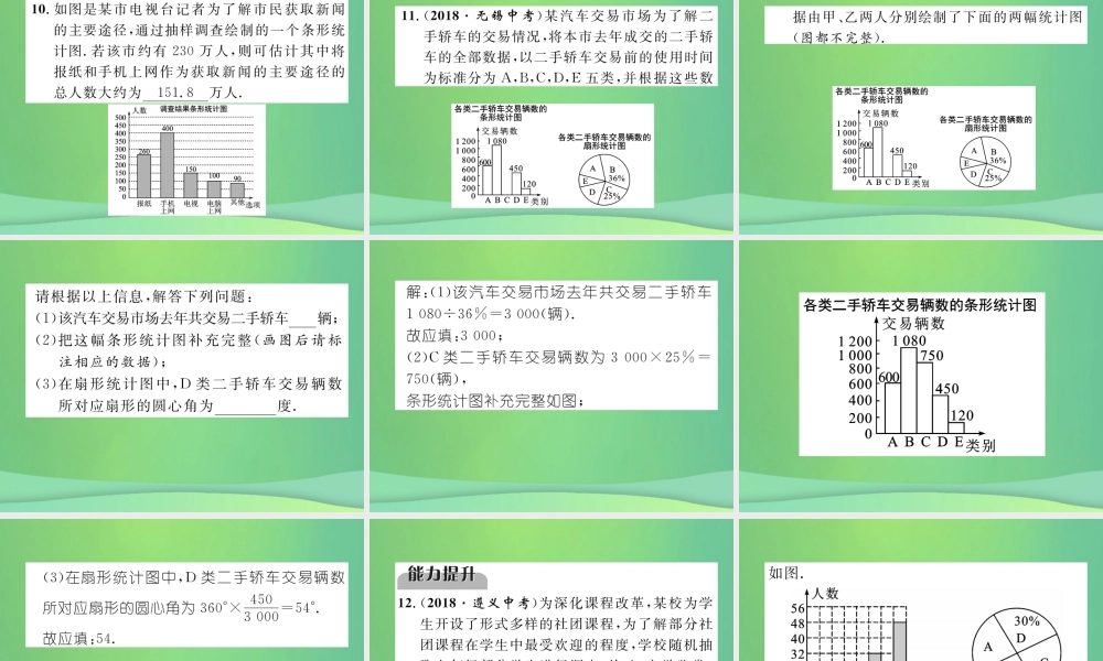 中考数学复习 第8章 统计与概率 第27课时 数据的收集与整理(精练)课件