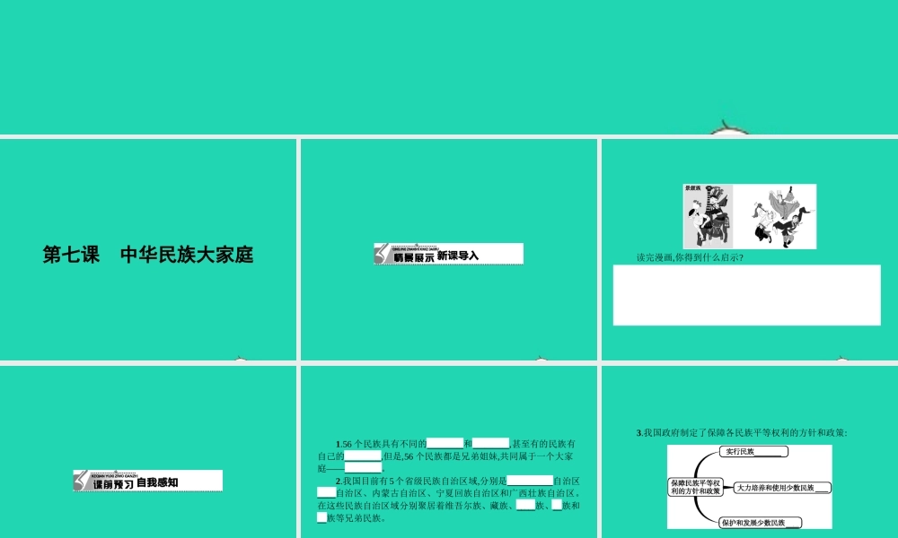八年级政治下册 第三单元 在同一片土地上 7 中华民族大家庭课件 教科版 课件