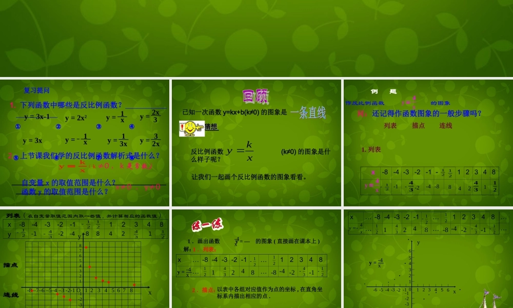 八年级数学下册(17.1.2 反比例函数的图象和性质(第1课时))课件3 新人教版 课件