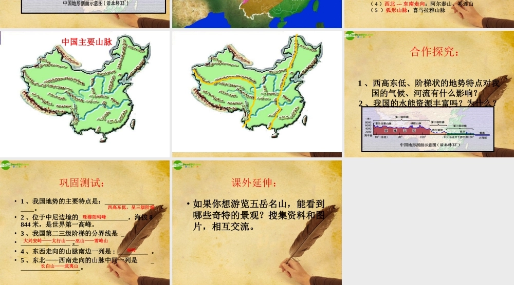 八年级地理上册 第二章第一节(中国的地形)课件 湘教版 课件