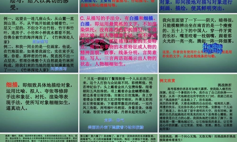 八年级语文下册 第四单元 记叙中的描写和抒情作文训练课件 新人教版 课件