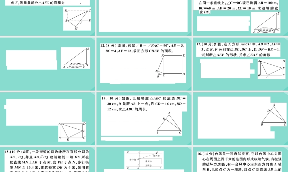 八年级数学上册 第一章(勾股定理)阶段综合训练二：勾股定理作业课件 (新版)北师大版 课件