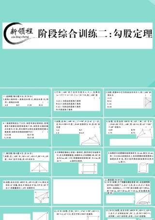 八年级数学上册 第一章(勾股定理)阶段综合训练二：勾股定理作业课件 (新版)北师大版 课件