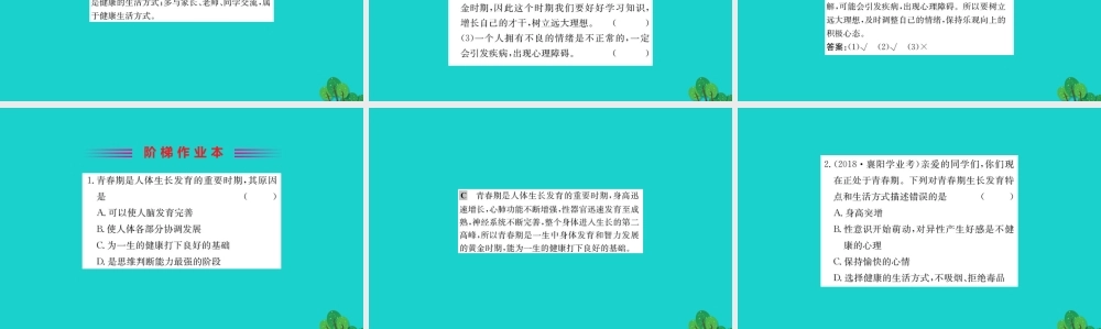 七年级生物下册 4.1.3 青春期习题课件(新版)新人教版 课件